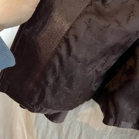 Wilsons Maxima Leather Jacket Womens Large Burgundy Zip Front Collared Coat L - Picture 8 of 11